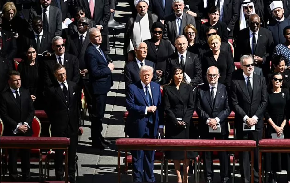 Donald Trump is accused of breaking the dress code at Pope Francis’ funeral