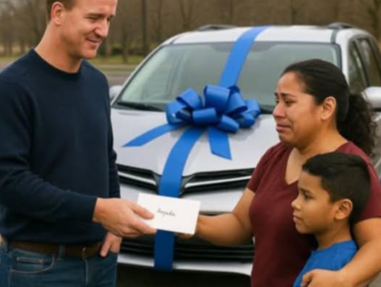 She walked two miles every day to get her son to football practice. When Peyton Manning heard about it, he bought her a minivan.