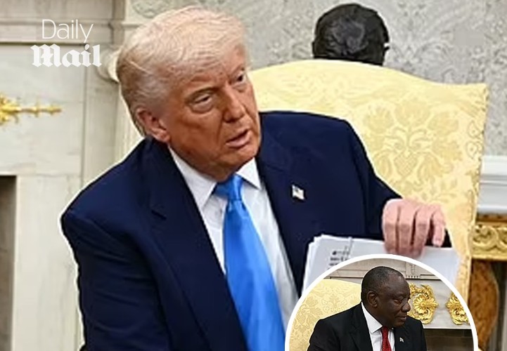 Trump makes South African president squirm by playing ‘white genocide’ video montage during astonishing Oval Office moment