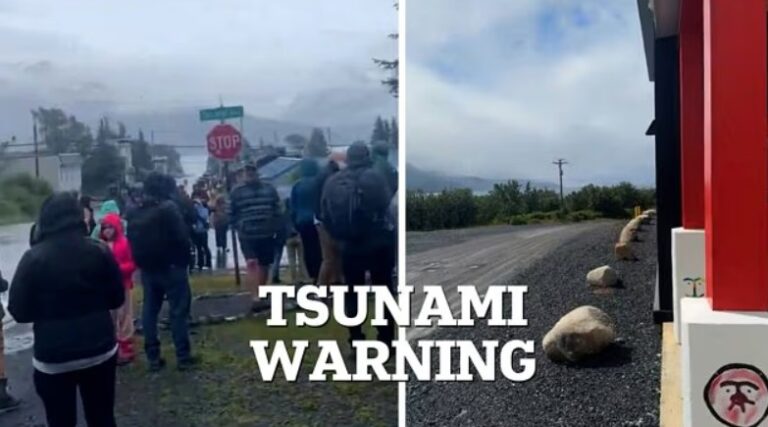 Thousands of Americans flee to higher ground after monster 7.3 earthquake triggered tsunami warning