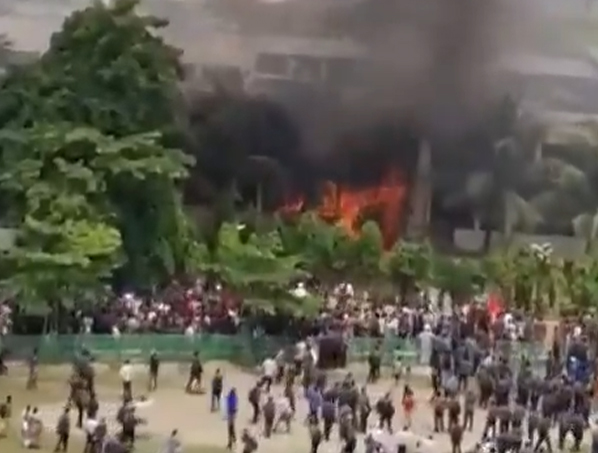 A military plane has crashed on the grounds of a school campus.