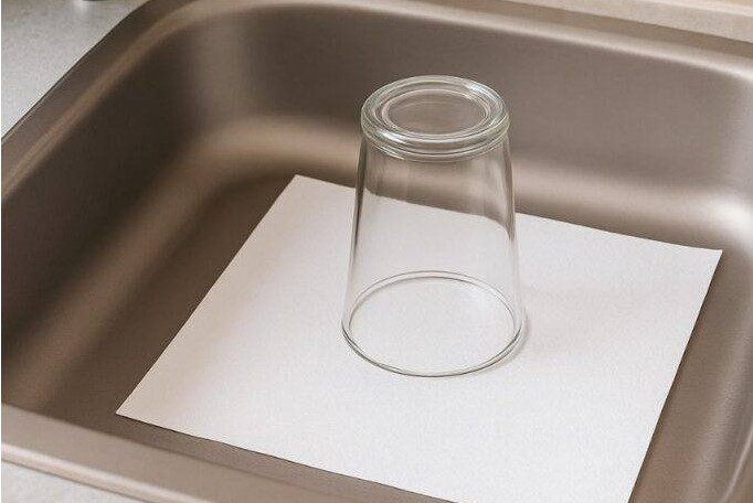 Here’s why you should always leave an upturned glass and a piece of paper in the sink before going on vacation