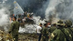 A military aircraft carrying 125 people has crashed.
