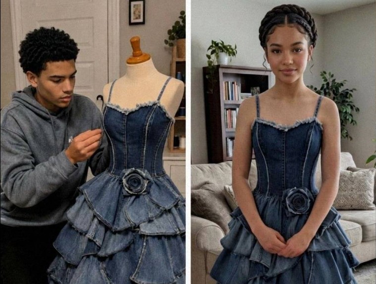 My stepmom refused to pay for my prom dress, so my brother made one from our late mom’s old jeans but when I walked into prom, her plan to embarrass me took a turn she never saw coming.