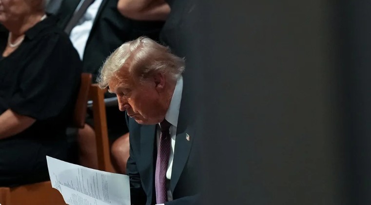 Donald Trump Spotted Doing Something Unexpected at Lindsey Graham’s Funeral That Has Netizens Talking